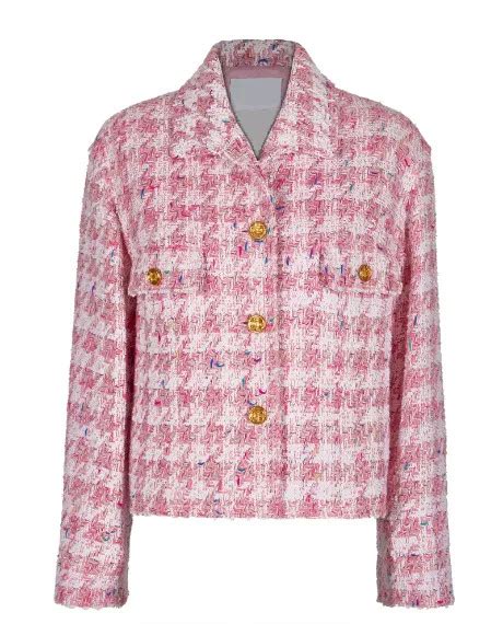 chanel pink gingham coat|chanel cotton jackets.